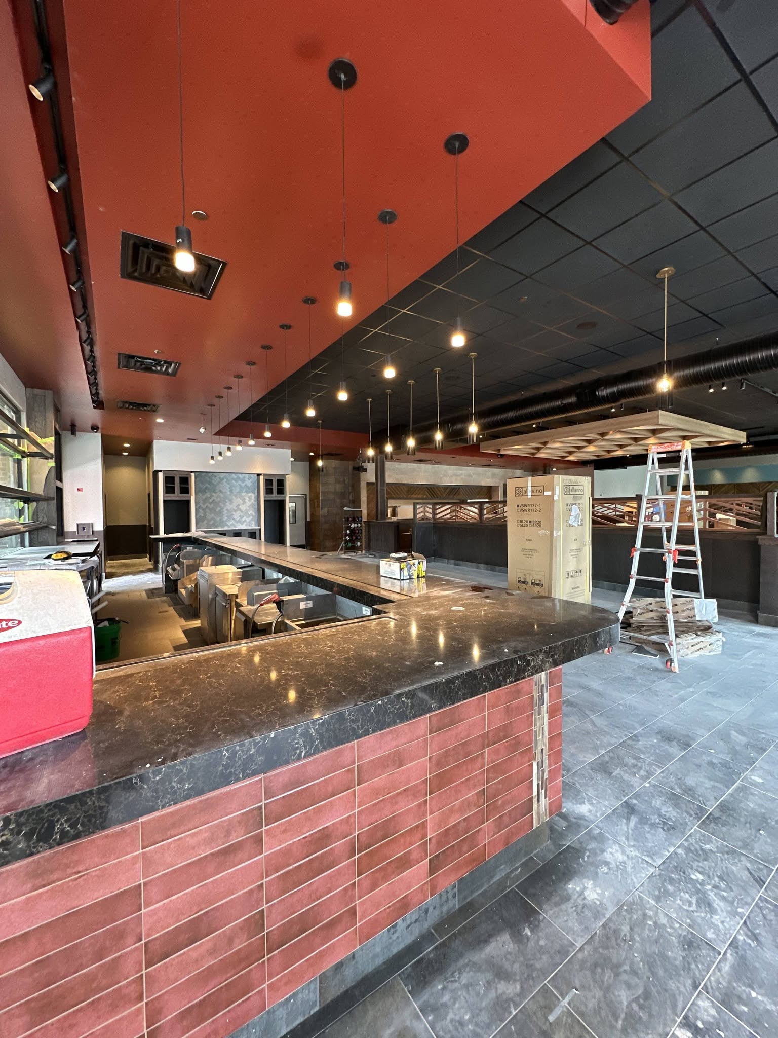 Firebirds interior bar counter build-out